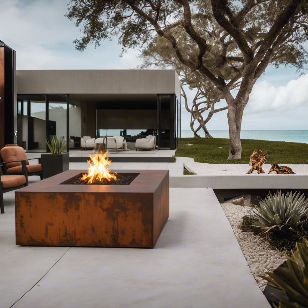 Square Corten Fire Pit Table - FREE SHIPPING