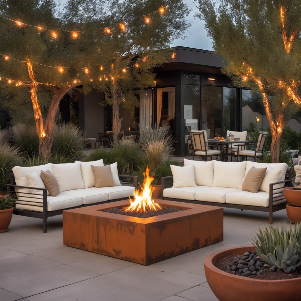 Square Corten Fire Pit Table - FREE SHIPPING