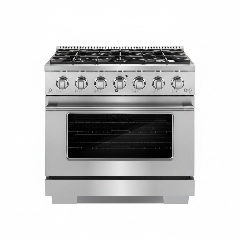 36 In. Vista Coll 5.4 Cu Ft 6 Burner Gas Range, Convection, Stainless Steel
