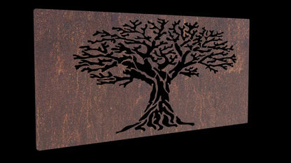 Laser-Cut Tree of Life Corten Steel Panel Set - FREE SHIPPING