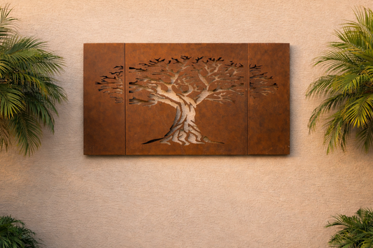 Laser-Cut Tree of Life Corten Steel Panel Set - FREE SHIPPING